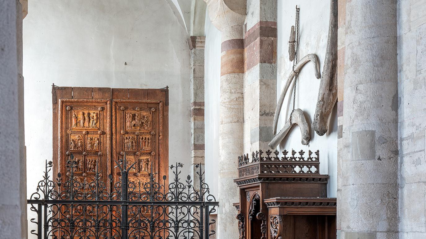 St. Maria im Kapitol_Südliches Seitenschiff_Walknochen_L1031496 Panorama